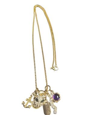 EFFY gold tone metal long necklace with 6 charms